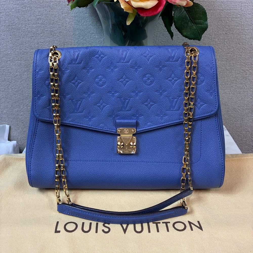NWOT Louis Vuitton Periwinkle Blue Monogram Empreinte Leather St Germain Bag
